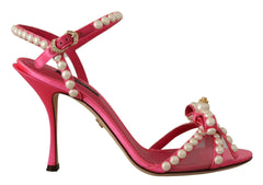 Dolce & Gabbana Pink Satin White Pearl Crystals Heels Shoes -   -  Dolce & Gabbana.