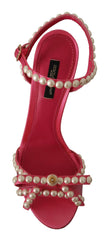 Dolce & Gabbana Pink Satin White Pearl Crystals Heels Shoes -   -  Dolce & Gabbana.