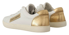 Dolce & Gabbana White Gold Leather Low Top Sneakers -   -  Dolce & Gabbana.