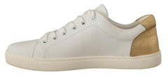 Dolce & Gabbana White Gold Leather Low Top Sneakers -   -  Dolce & Gabbana.