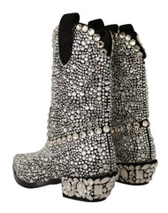 Dolce & Gabbana Black Suede Strass Crystal Cowgirl Boots -   -  Dolce & Gabbana.