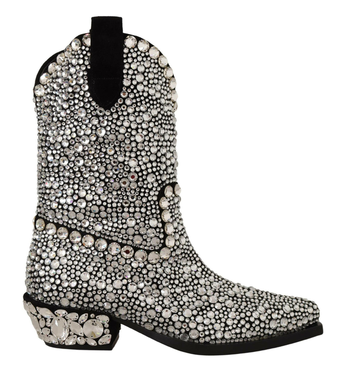 Dolce & Gabbana Black Suede Strass Crystal Cowgirl Boots -   -  Dolce & Gabbana.