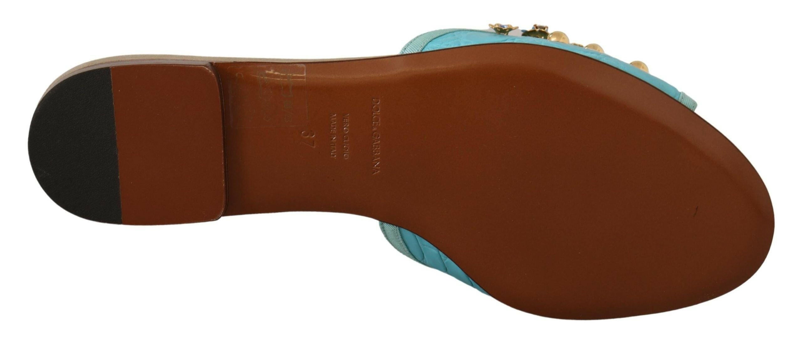 Dolce & Gabbana Blue Crystal Exotic Leather Blue Crystal Sandals -   -  Dolce & Gabbana. Dolce & Gabbana Blue Crystal Exotic Leather Blue Crystal Sandals -   -  Dolce & Gabbana.