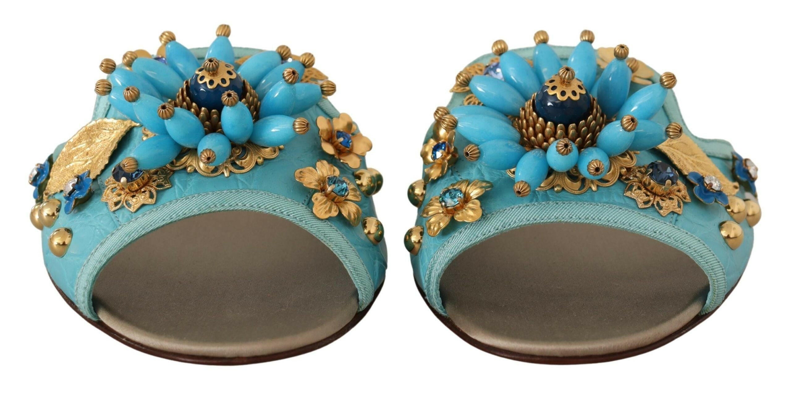 Dolce & Gabbana Blue Crystal Exotic Leather Blue Crystal Sandals -   -  Dolce & Gabbana. Dolce & Gabbana Blue Crystal Exotic Leather Blue Crystal Sandals -   -  Dolce & Gabbana.