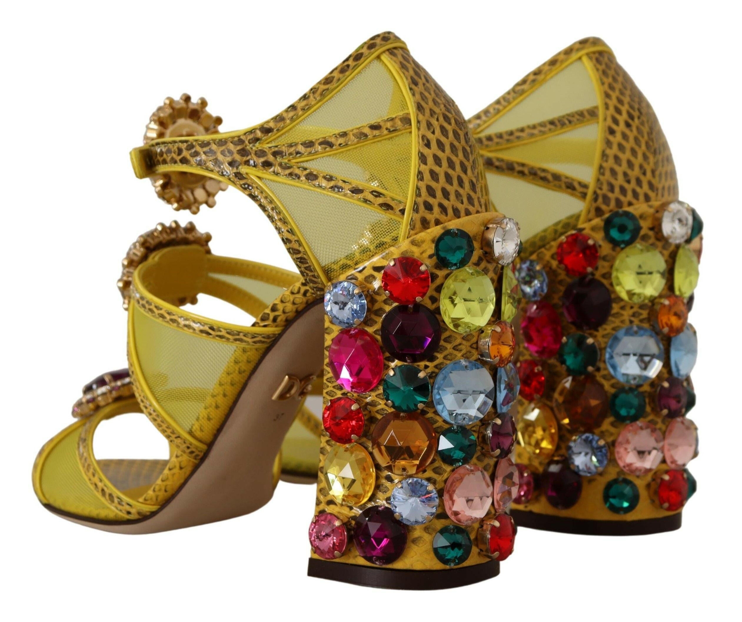 Dolce & Gabbana Yellow Leather Crystal Ayers Sandals Shoes -   -  Dolce & Gabbana. Dolce & Gabbana Yellow Leather Crystal Ayers Sandals Shoes -   -  Dolce & Gabbana.