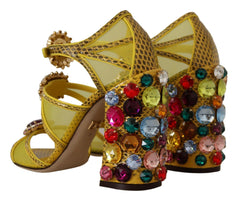 Dolce & Gabbana Yellow Leather Crystal Ayers Sandals Shoes -   -  Dolce & Gabbana.