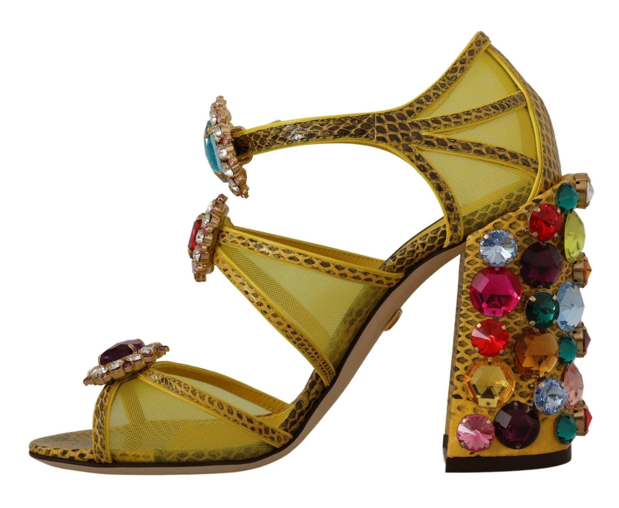 Dolce & Gabbana Yellow Leather Crystal Ayers Sandals Shoes -   -  Dolce & Gabbana. Dolce & Gabbana Yellow Leather Crystal Ayers Sandals Shoes -   -  Dolce & Gabbana.