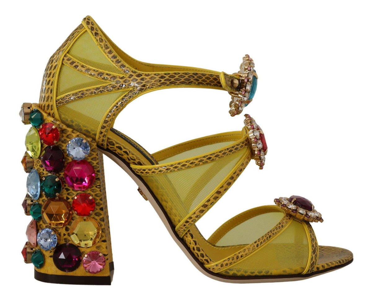 Dolce & Gabbana Yellow Leather Crystal Ayers Sandals Shoes -   -  Dolce & Gabbana.