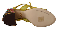 Dolce & Gabbana Yellow Leather Crystal Ayers Sandals Shoes -   -  Dolce & Gabbana.