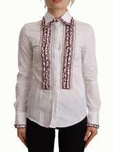 Dolce & Gabbana White Cotton Lace Long Sleeves Ruffle Collar Top Shirt -   -  Dolce & Gabbana.