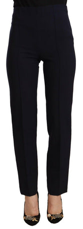 AGLINI Black High Waist Polyester Women Straight Pants -   -  AGLINI.