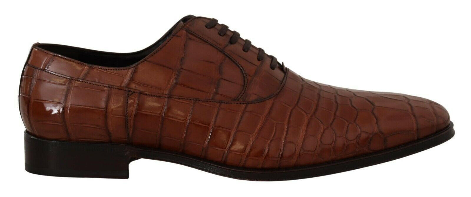 Dolce & Gabbana Brown Crocodile Leather Mens Formal Derby Shoes -   -  Dolce & Gabbana.