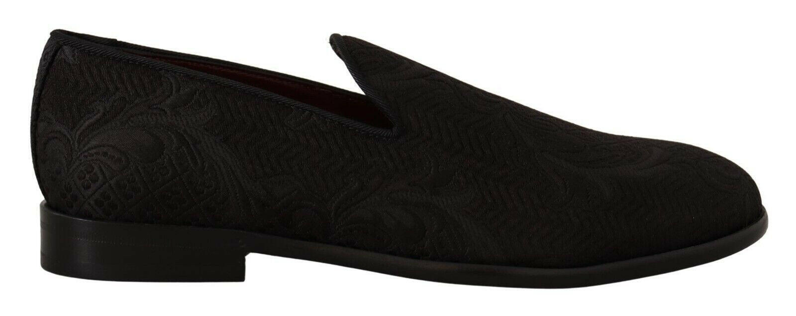 Dolce & Gabbana Black Floral Brocade Slippers Loafers Shoes -   -  Dolce & Gabbana.