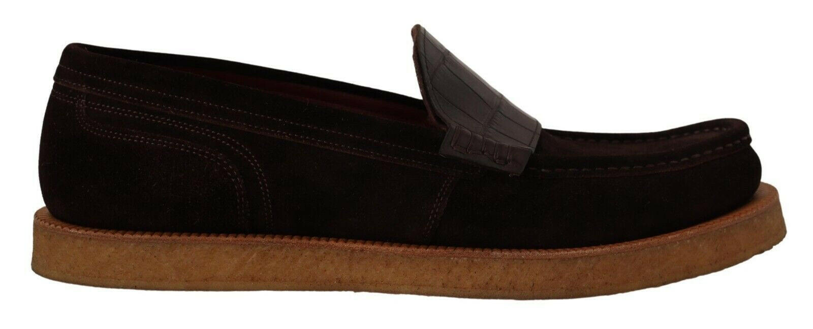 Dolce & Gabbana Brown Suede Leather Slip On Flats Moccasin Shoes -   -  Dolce & Gabbana.