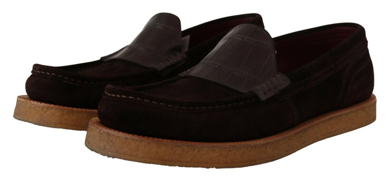 Dolce & Gabbana Brown Suede Leather Slip On Flats Moccasin Shoes -   -  Dolce & Gabbana. Dolce & Gabbana Brown Suede Leather Slip On Flats Moccasin Shoes -   -  Dolce & Gabbana.