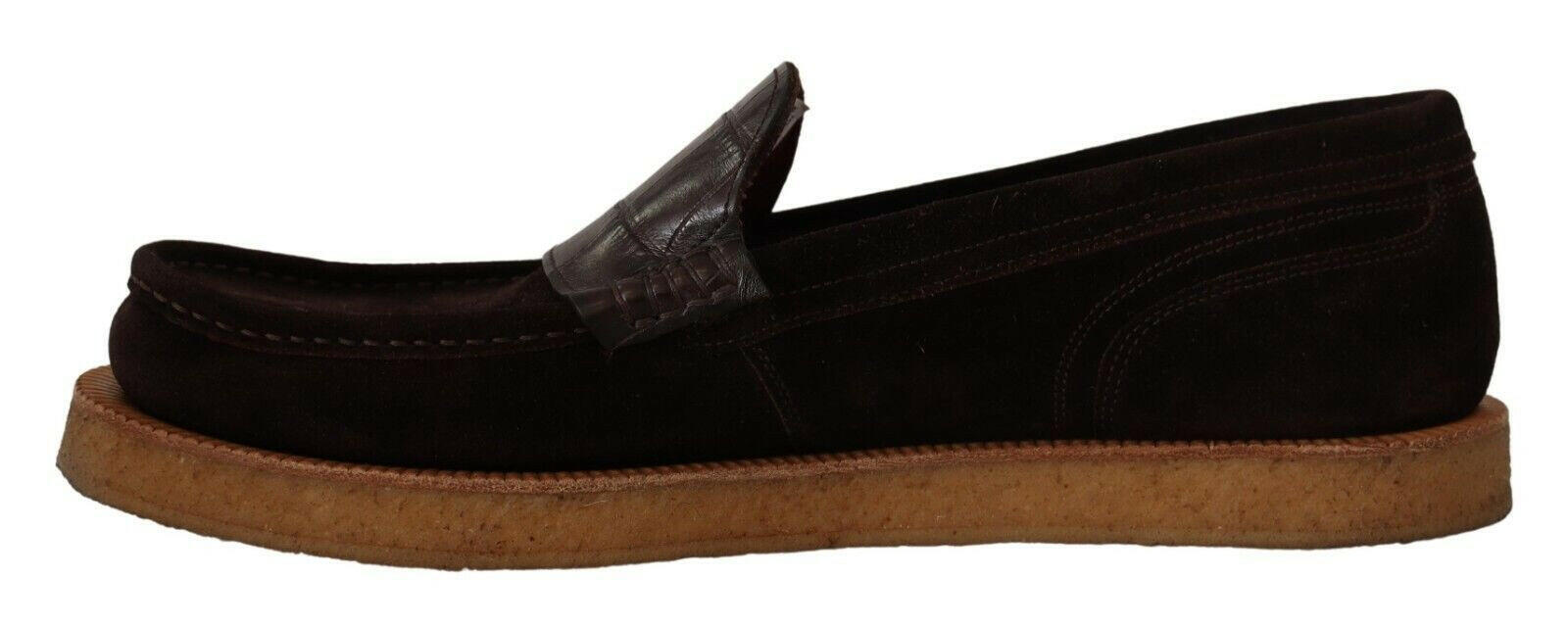 Dolce & Gabbana Brown Suede Leather Slip On Flats Moccasin Shoes -   -  Dolce & Gabbana. Dolce & Gabbana Brown Suede Leather Slip On Flats Moccasin Shoes -   -  Dolce & Gabbana.