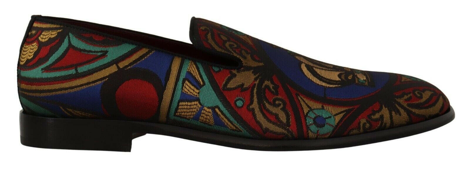 Dolce & Gabbana Multicolor Jacquard Crown Slippers Loafers Shoes -   -  Dolce & Gabbana.
