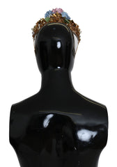 Dolce & Gabbana Gold Crystal Purple Hortensia Headband Crown Diadem -   -  Dolce & Gabbana.