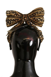 Dolce & Gabbana Gold Crystal Beaded Sequined Silk Bow Headband Diadem -   -  Dolce & Gabbana.