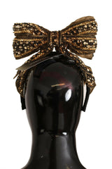 Dolce & Gabbana Gold Crystal Beaded Sequined Silk Bow Headband Diadem -   -  Dolce & Gabbana.