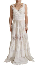 Dolce & Gabbana White Cotton Tiered Long Maxi A-line Dress - - Dolce & Gabbana.