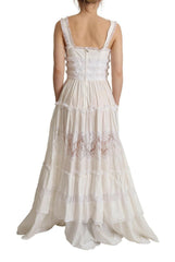 Dolce & Gabbana White Cotton Tiered Long Maxi A-line Dress - - Dolce & Gabbana.