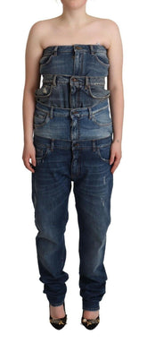 Dolce & Gabbana Dark Blue Cotton Strapless Denim Jumpsuit Dress -   -  Dolce & Gabbana.