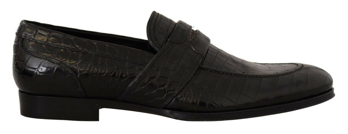 Dolce & Gabbana Black Crocodile Leather Slip On Moccasin Shoes -   -  Dolce & Gabbana.