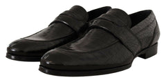 Dolce & Gabbana Black Crocodile Leather Slip On Moccasin Shoes -   -  Dolce & Gabbana.