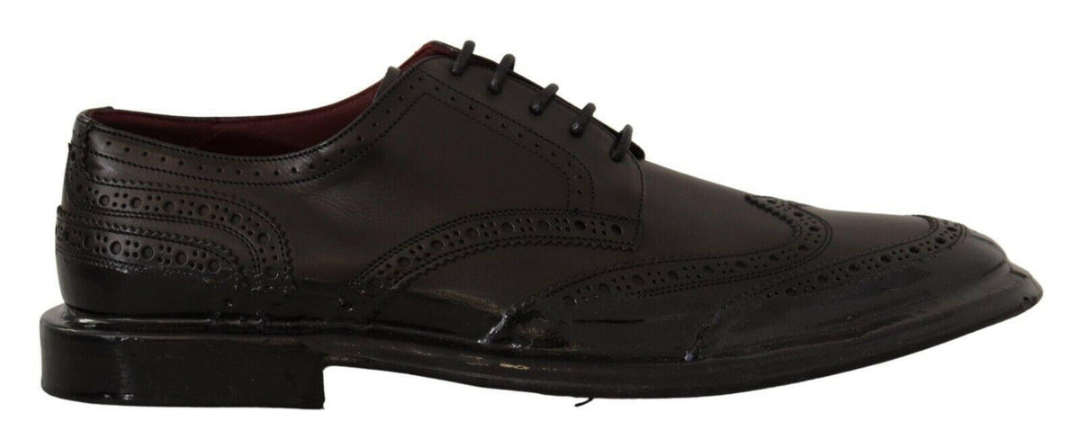 Dolce & Gabbana Black Leather Oxford Wingtip Formal Derby Shoes -   -  Dolce & Gabbana.