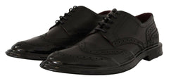 Dolce & Gabbana Black Leather Oxford Wingtip Formal Derby Shoes -   -  Dolce & Gabbana.