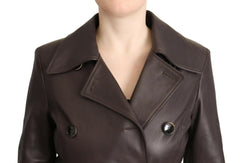 Dolce & Gabbana Dark Brown Leather Long Sleeves Belted Jacket -   -  Dolce & Gabbana.