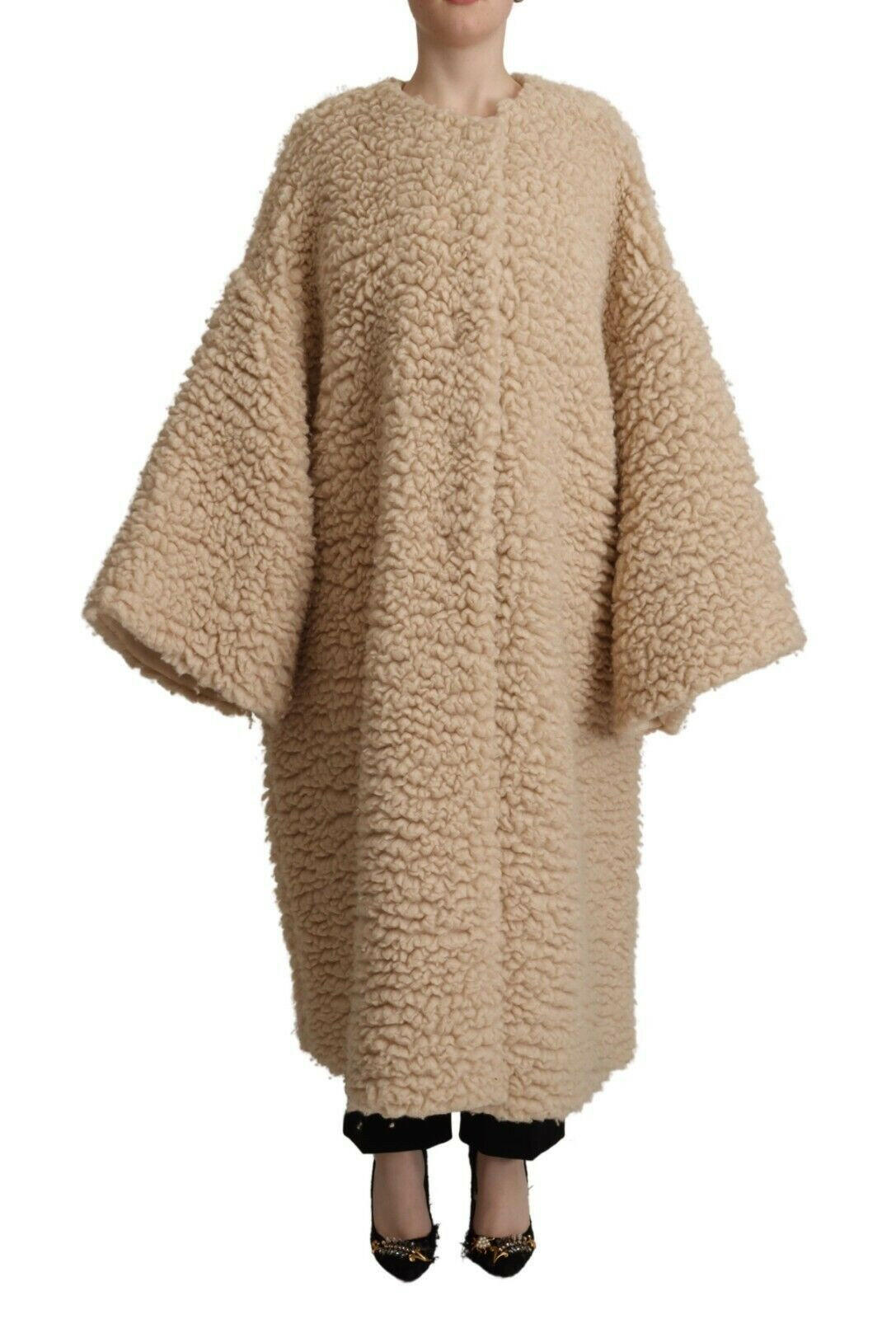 Dolce & Gabbana Beige Cashmere Wool Faux Fur Coat Jacket -   -  Dolce & Gabbana.