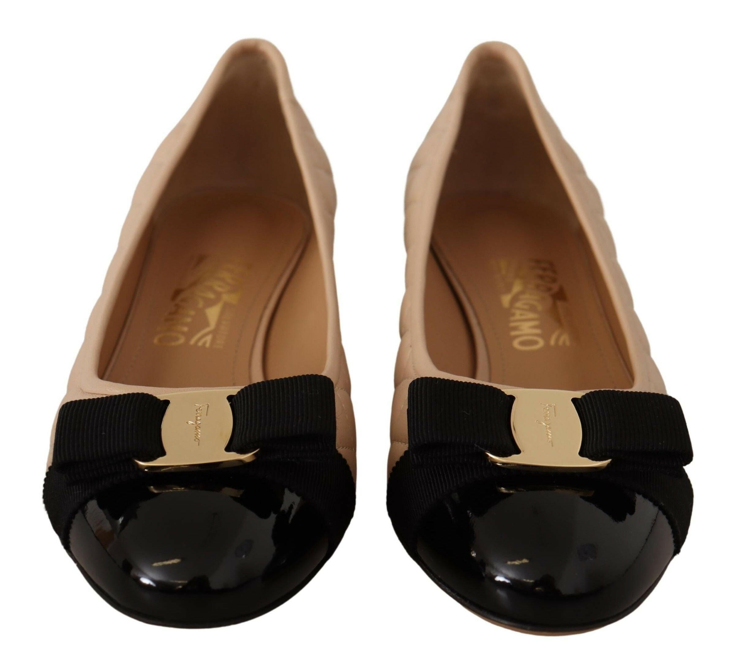 Salvatore Ferragamo Elegant Quilted Leather Pumps in Beige and Black -   -  Salvatore Ferragamo. Salvatore Ferragamo Elegant Quilted Leather Pumps in Beige and Black -   -  Salvatore Ferragamo.