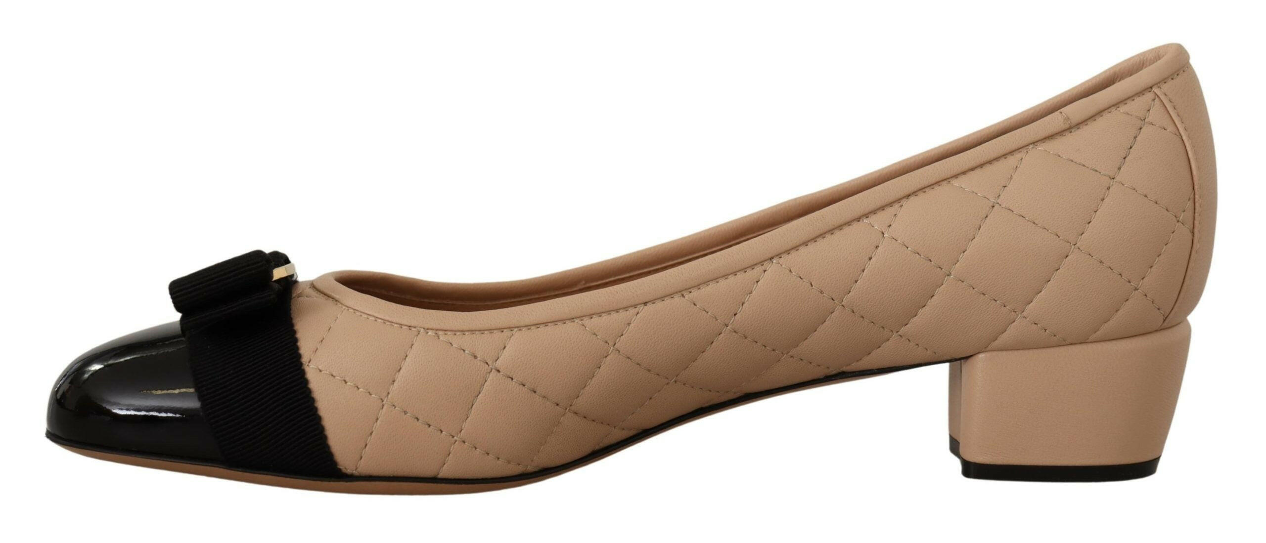 Salvatore Ferragamo Elegant Quilted Leather Pumps in Beige and Black -   -  Salvatore Ferragamo. Salvatore Ferragamo Elegant Quilted Leather Pumps in Beige and Black -   -  Salvatore Ferragamo.