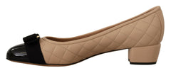 Salvatore Ferragamo Elegant Quilted Leather Pumps in Beige and Black -   -  Salvatore Ferragamo.