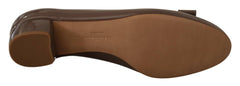 Salvatore Ferragamo Elegant Caraway Brown Pumps with Vara Bow -   -  Salvatore Ferragamo.