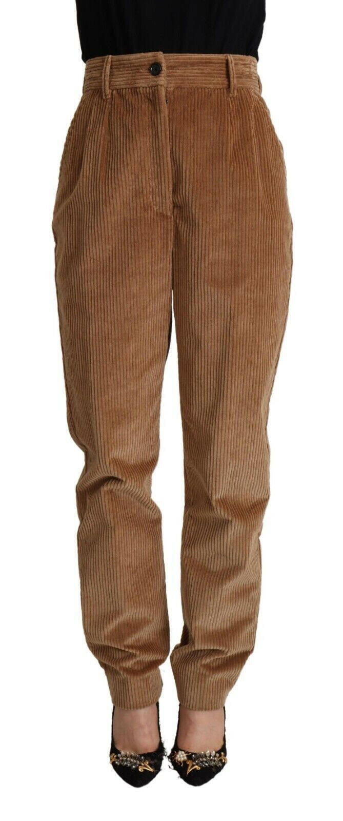 Dolce & Gabbana Brown Cotton Corduroy High Waist Skinny Pants -   -  Dolce & Gabbana.