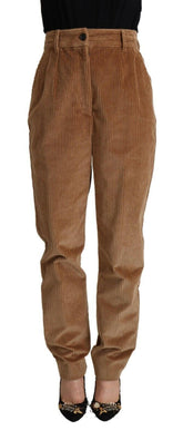 Dolce & Gabbana Brown Cotton Corduroy High Waist Skinny Pants -   -  Dolce & Gabbana.