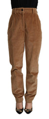 Dolce & Gabbana Brown Cotton Corduroy High Waist Skinny Pants -   -  Dolce & Gabbana.