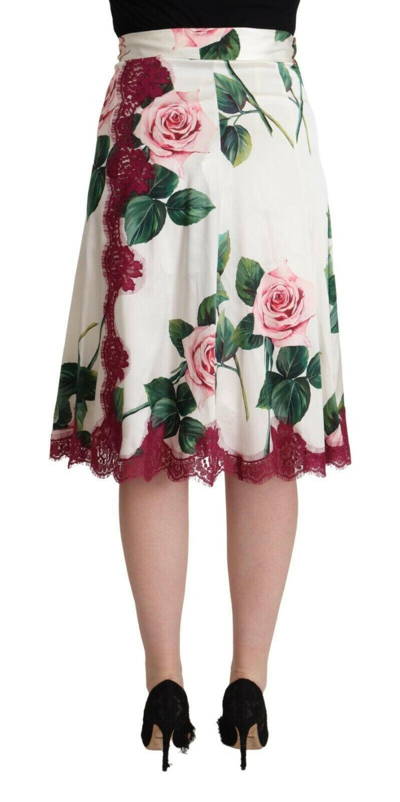 Dolce & Gabbana White Rose Print High Waist Midi A-line Skirt -   -  Dolce & Gabbana. Dolce & Gabbana White Rose Print High Waist Midi A-line Skirt -   -  Dolce & Gabbana.