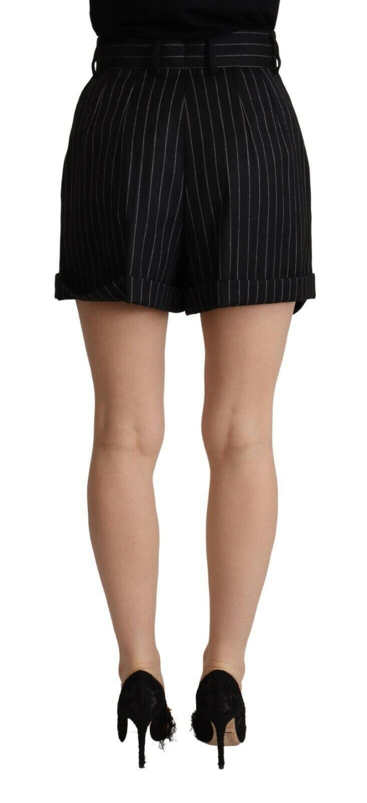 Dolce & Gabbana Black Stripes Wool High Waist Trouser Bermuda Shorts -   -  Dolce & Gabbana. Dolce & Gabbana Black Stripes Wool High Waist Trouser Bermuda Shorts -   -  Dolce & Gabbana.