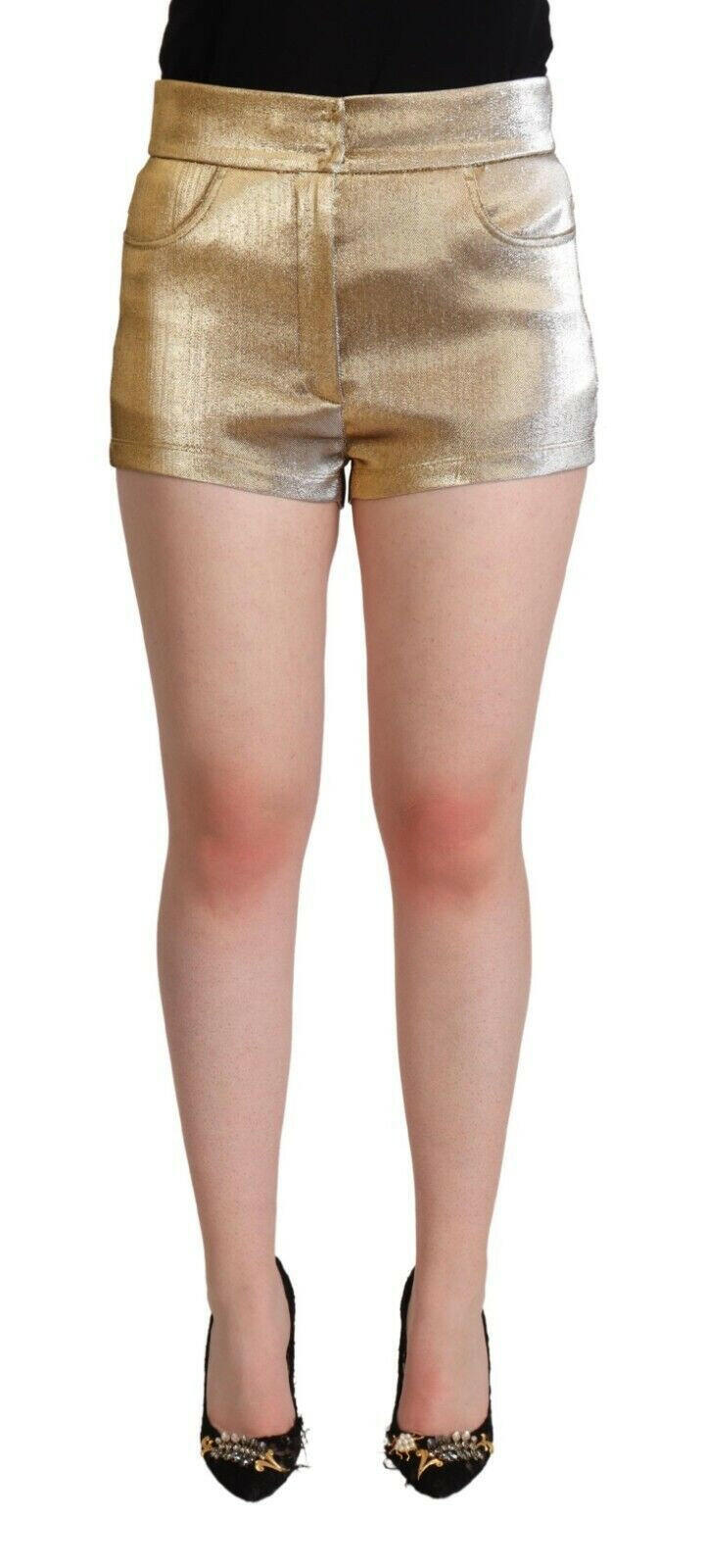 Dolce & Gabbana Metallic Gold Cotton Mid Waist Hot Pants Shorts -   -  Dolce & Gabbana.