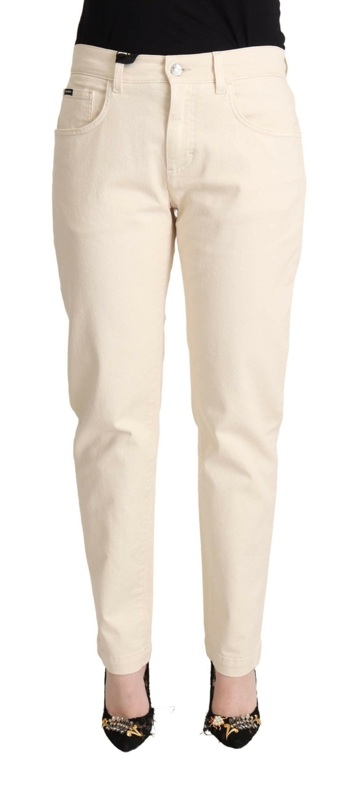Dolce & Gabbana White Cotton Skinny Denim Women Jeans Pants -   -  Dolce & Gabbana.