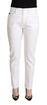 Dolce & Gabbana White Cotton Mid Waist Denim Tapered Jeans -   -  Dolce & Gabbana.