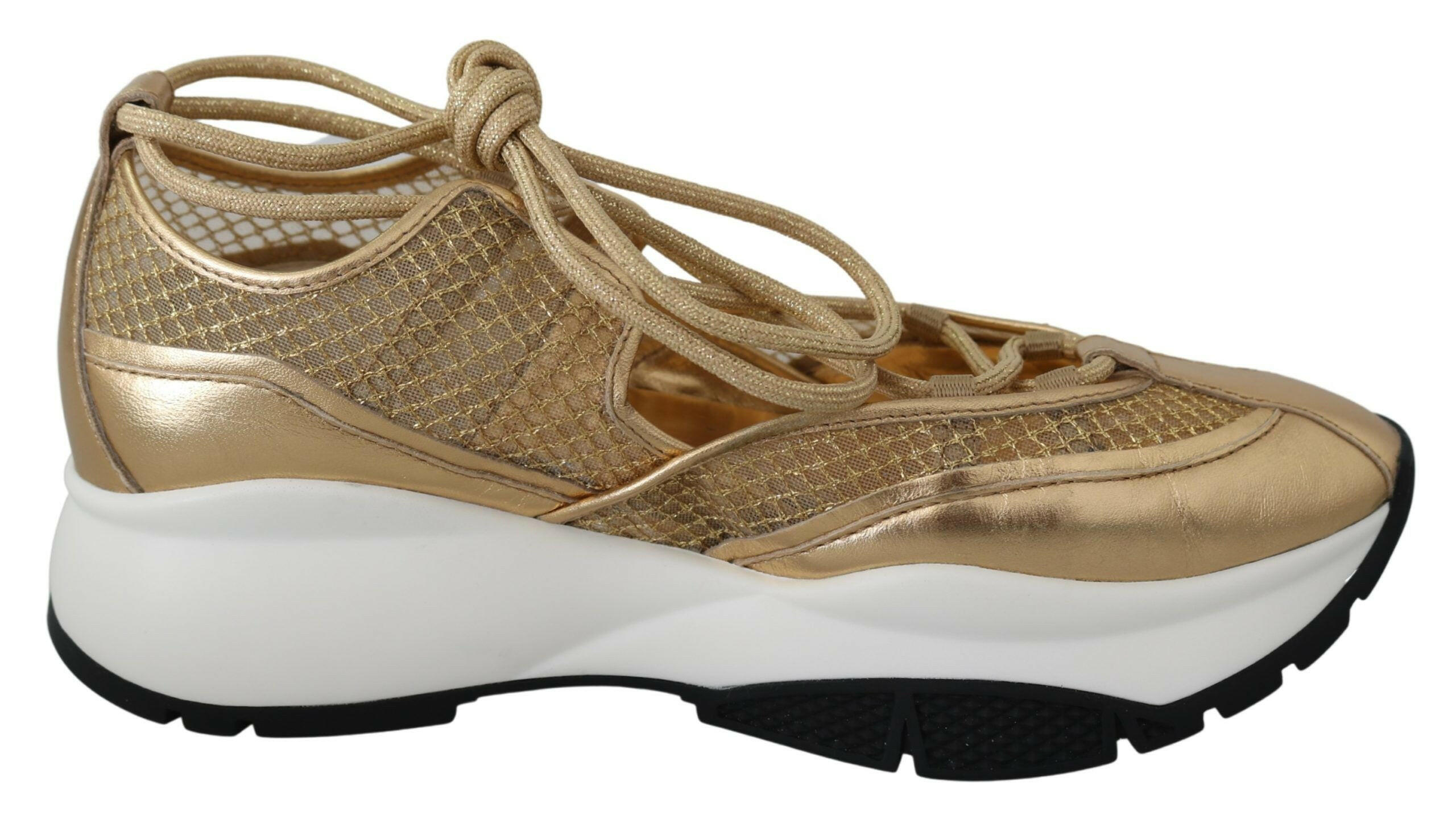 Jimmy Choo Golden Glamour Mesh Leather Sneakers -   -  Jimmy Choo.