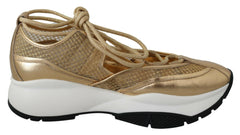 Jimmy Choo Golden Glamour Mesh Leather Sneakers -   -  Jimmy Choo.