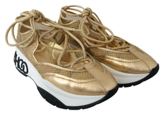 Jimmy Choo Golden Glamour Mesh Leather Sneakers -   -  Jimmy Choo.