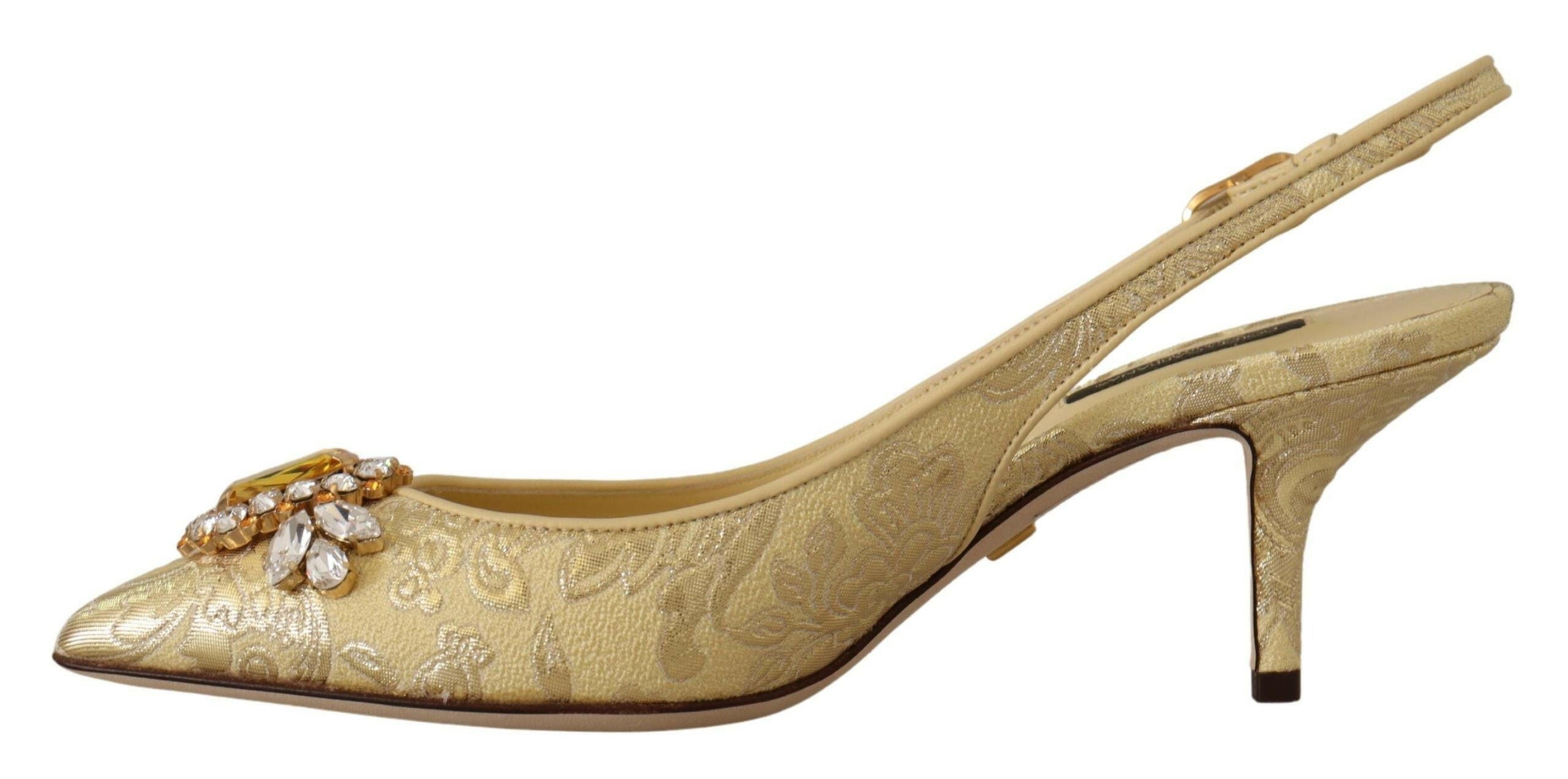 Dolce & Gabbana Gold Crystal Slingbacks Pumps Heels Shoes -   -  Dolce & Gabbana. Dolce & Gabbana Gold Crystal Slingbacks Pumps Heels Shoes -   -  Dolce & Gabbana.