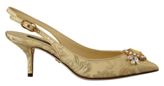 Dolce & Gabbana Gold Crystal Slingbacks Pumps Heels Shoes -   -  Dolce & Gabbana.